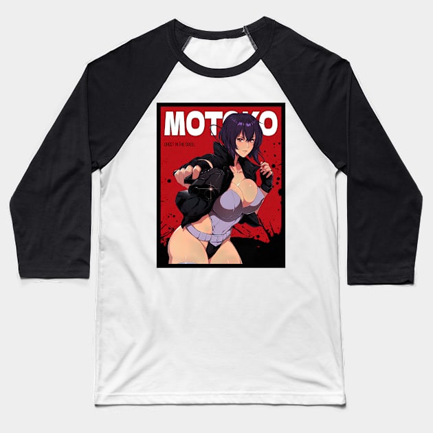 Major Motoko Kusanagi Ghost In The Shell Red Comic Baseball T-Shirt by beataamberd7